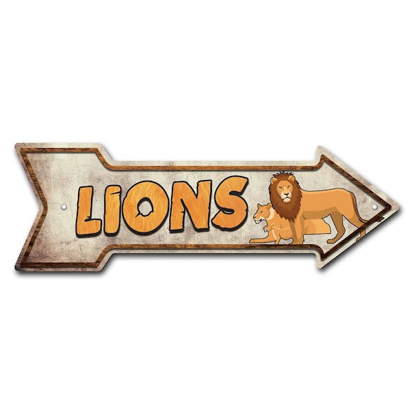 Signmission Lions Arrow Sign Funny Home Decor 36in Wide P-ARROW12-999771 - main
